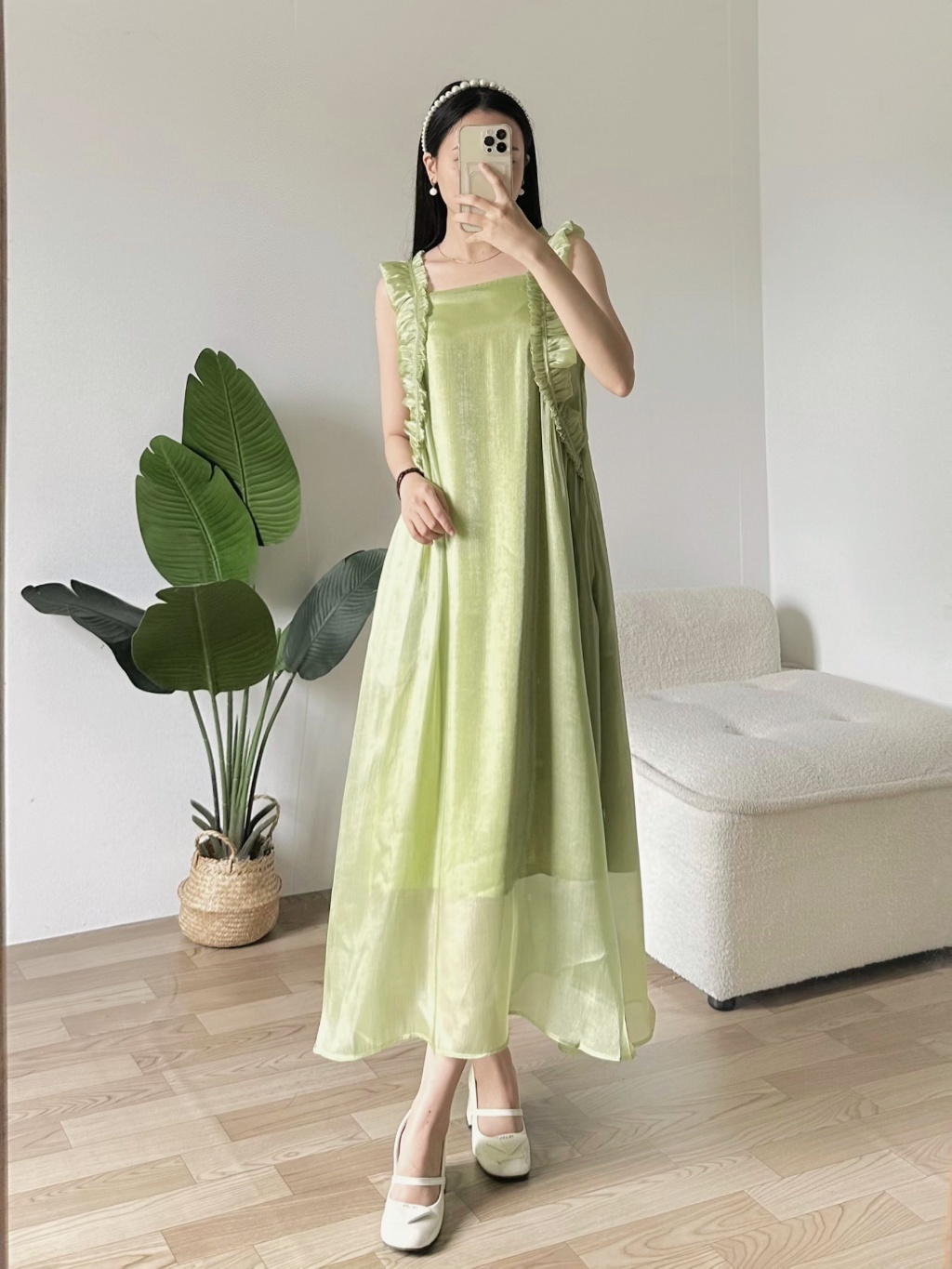 Ảnh Đầm Dáng Dài Rộng Chữ A Có Túi 2 Bên ENVY D277 2