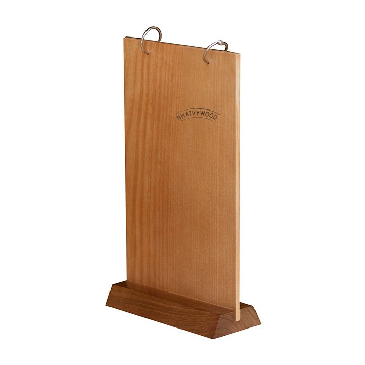 Standee để bàn gỗ Sồi cao cấp, Menu để bàn có khoen lật nhà hàng hay quảng cáo NHATVYWOOD