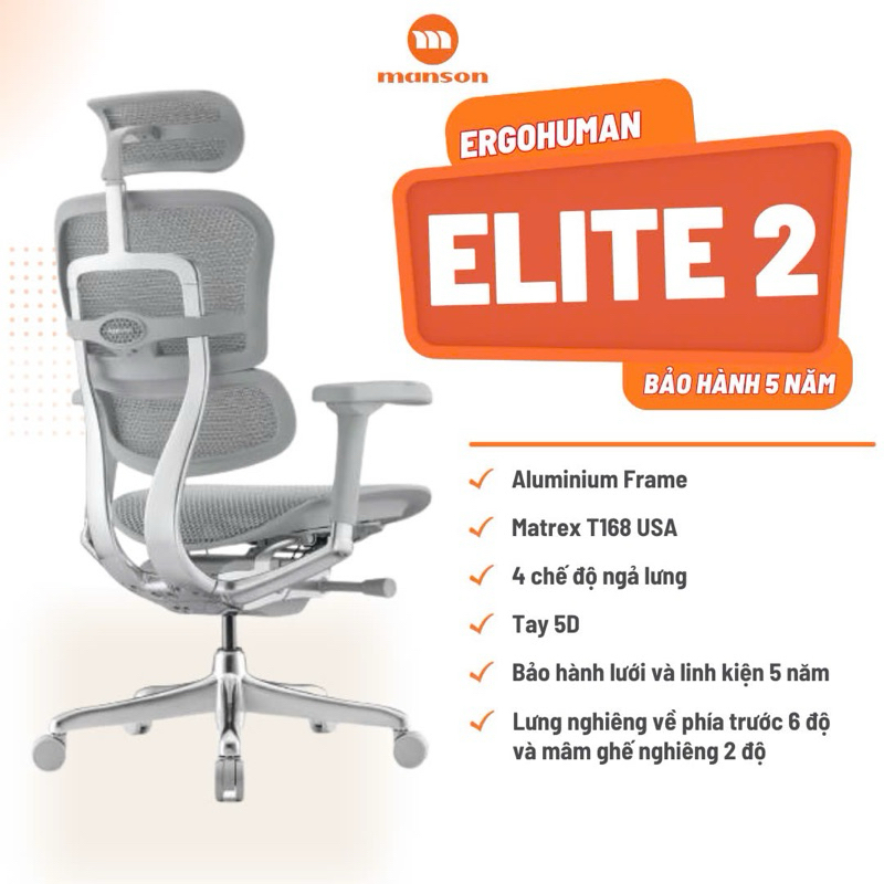 Ghế Công thái Học Cao Cấp Ergohuman Ultra Và Elite 2 Chính Hãng Bảo Hành 5 Năm
