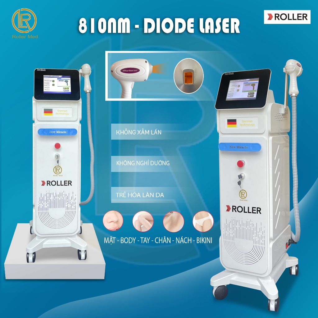 MÁY TRIỆT LÔNG DIODE 810 ROLLER , TRIỆT LÔNG VĨNH VIỄN - TRẺ HÓA