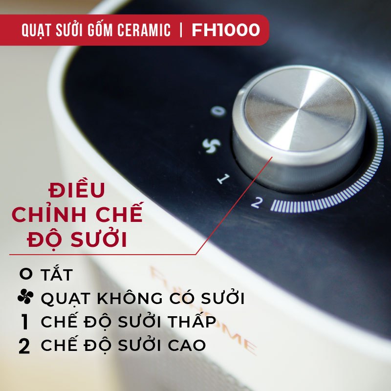 Máy sưởi gốm FH1000 Nhập Khẩu không khô da FUJIHOME, quạt sưởi gốm để bàn tiết kiệm điện heater