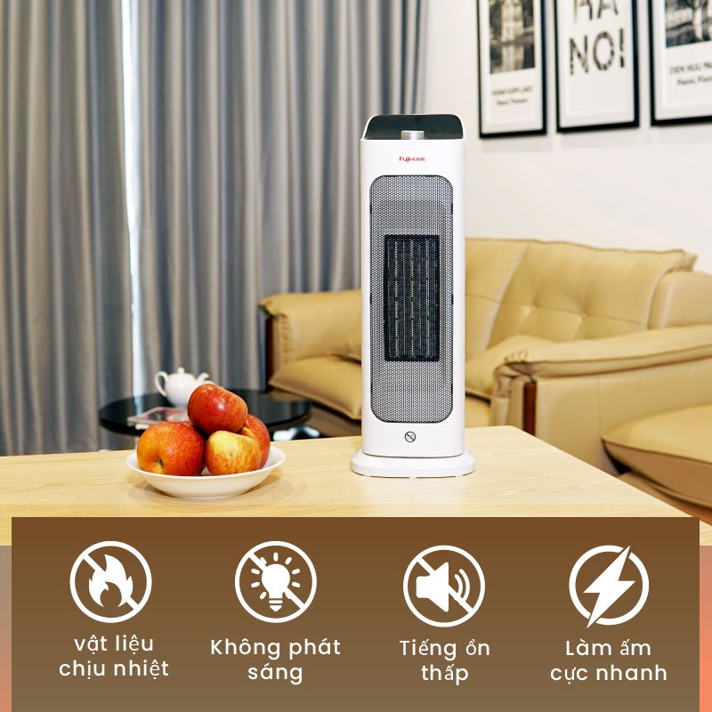 Máy sưởi gốm FH1000 Nhập Khẩu không khô da FUJIHOME, quạt sưởi gốm để bàn tiết kiệm điện heater