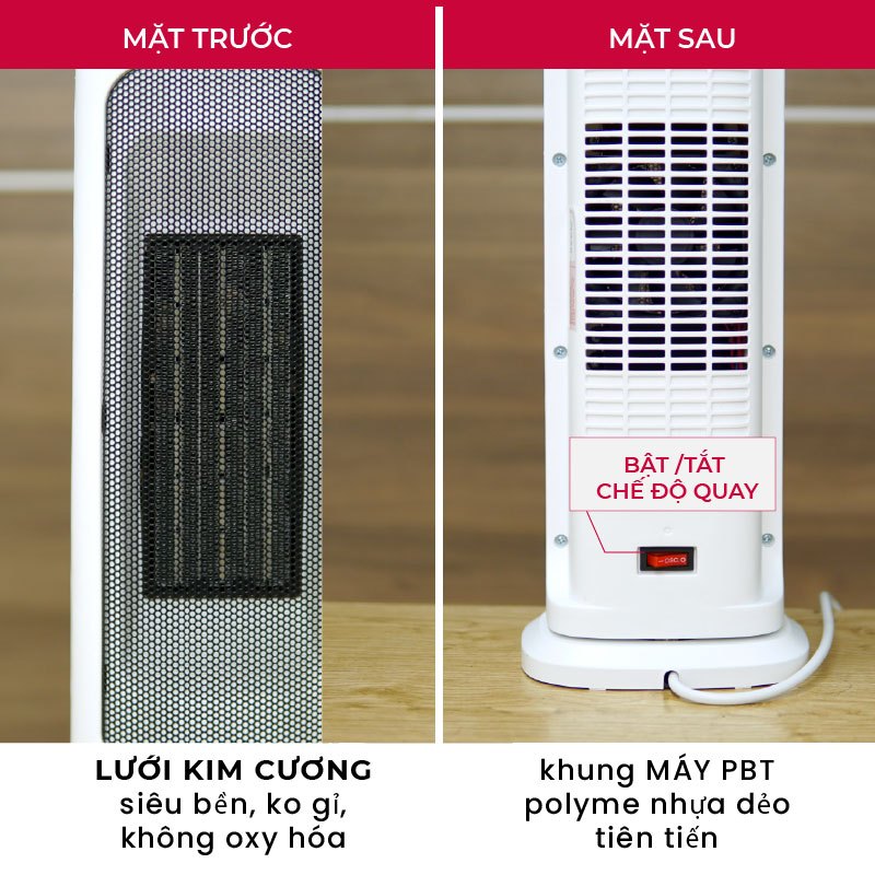 Máy sưởi gốm FH1000 Nhập Khẩu không khô da FUJIHOME, quạt sưởi gốm để bàn tiết kiệm điện heater
