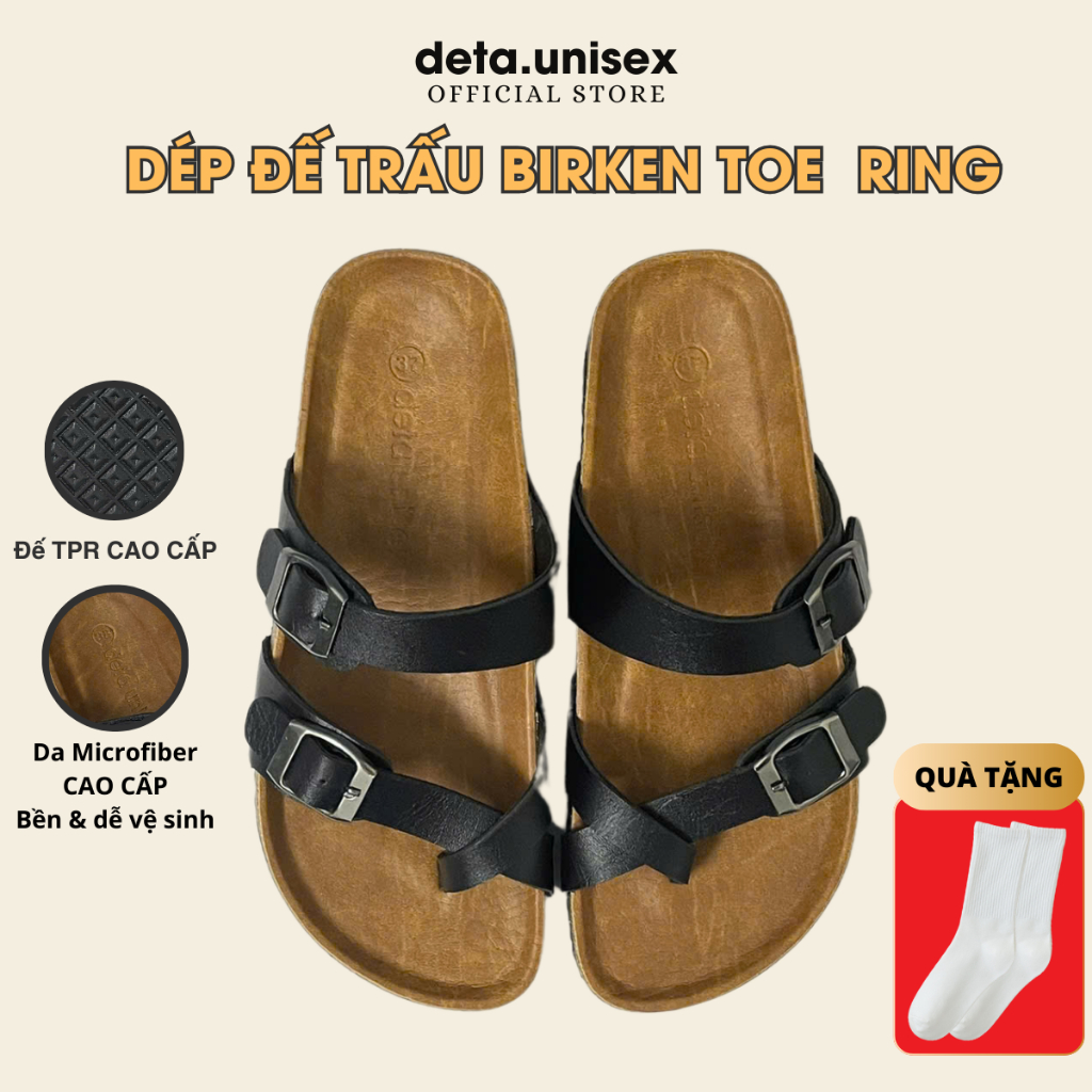Dép đế trấu Birken TOE RING Xỏ ngón chính hãng Detaunisex - DETA22TPR