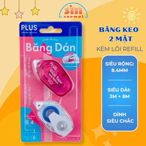 Bút keo dán 2 Mặt Plus Độ Bám Dính Cao Có Ruột Thay Thế, Băng keo dính 2 mặt dạng bút kéo Plus