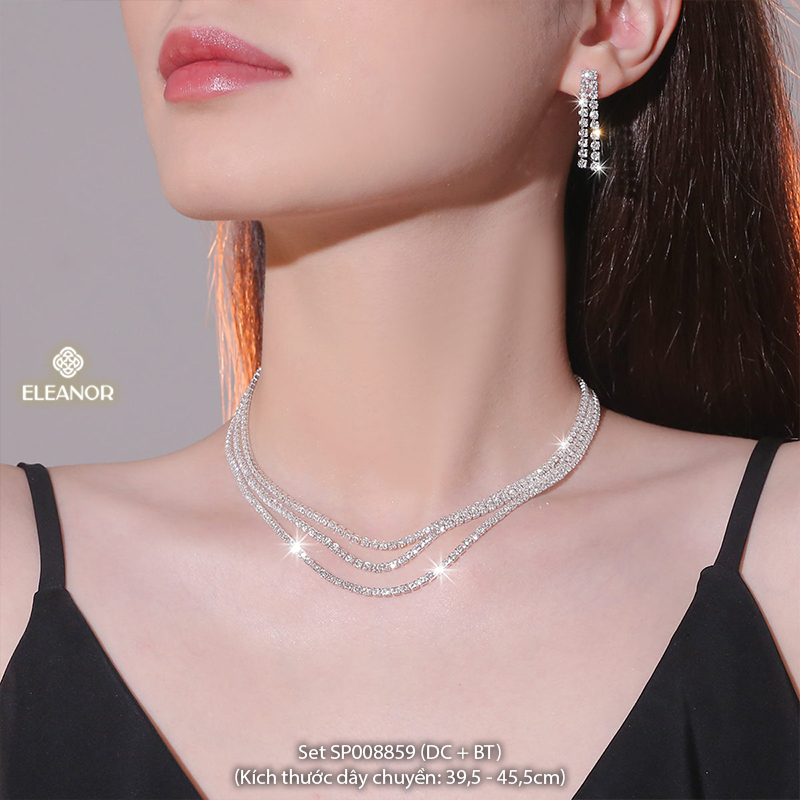 Dây chuyền bông tai nữ Eleanor Accessories bộ trang sức đính đá cô dâu phụ kiện trang sức 8848