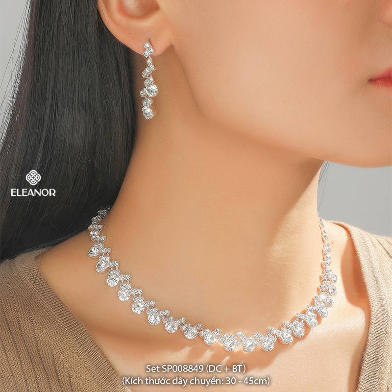 Dây chuyền bông tai nữ Eleanor Accessories bộ trang sức đính đá cô dâu phụ kiện trang sức 8848