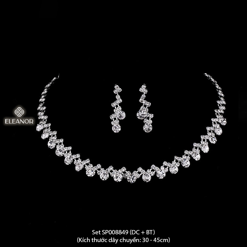 Dây chuyền bông tai nữ Eleanor Accessories bộ trang sức đính đá cô dâu phụ kiện trang sức 8848