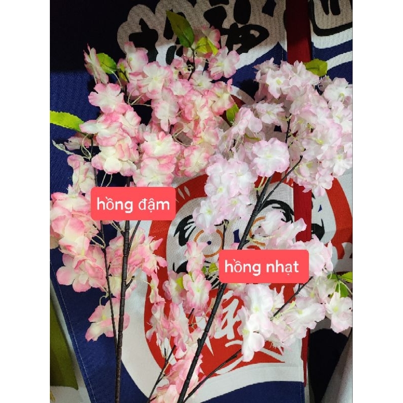 Hoa Anh Đào Sakura 1 cành 4 nhánh hoa trang trí không gian Nhật