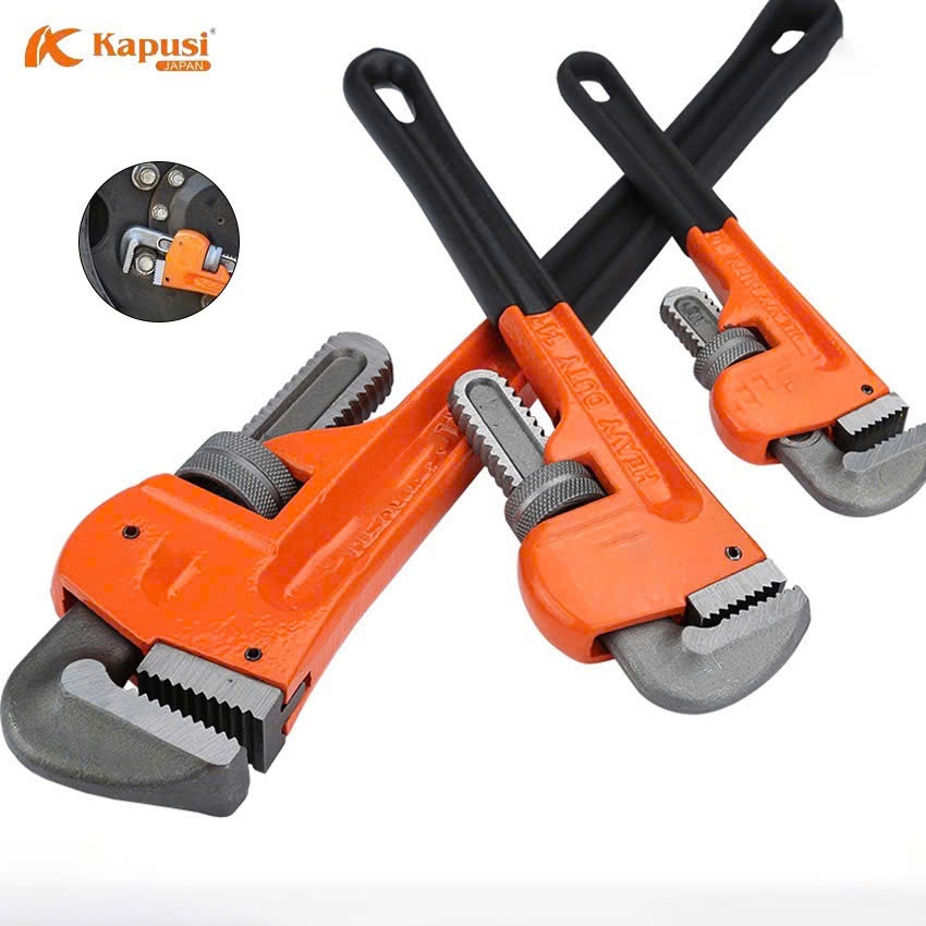 Mỏ Lết Răng Sửa Ống Nước Kapusi Thép CR-V - Cỡ 10, 12, 14, 18 In"
