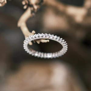 KL0014 Nhẫn Bạc Nữ Sicilia Kết Đá Tròn 1.5ly by Kylan Silver