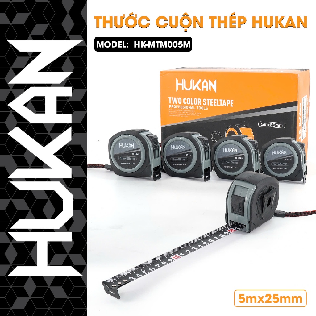 [CHÍNH HÃNG] Thước cuốn thép 5m Hukan HK-MTM005m DÙNG TRONG thi công, thiết kế, xây dựng chiều dài tối đa 5m