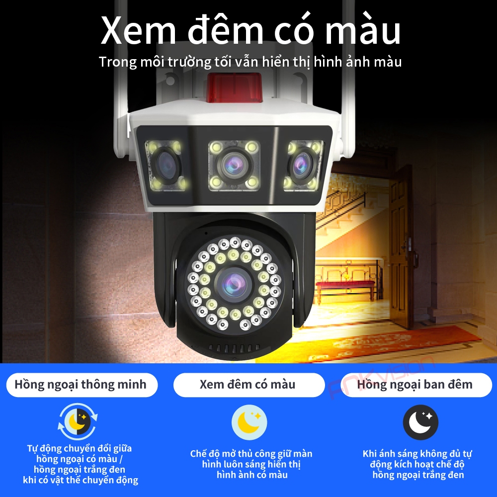 Camera YOOSEE Ngoài Trời 4 mắt (Xoay Được 3 Mắt) 3 Màn Hình Độ Phân Giải 18MP Tích Hợp 56 LED Nét OK | BigBuy360 - bigbuy360.vn