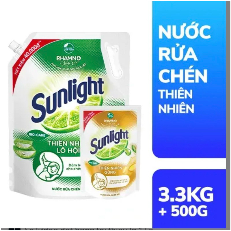 túi Nước Rửa Chén Bát Sunlight Thiên Nhiên Gừng / chanh / trà xanh / thiên nhiên Túi 3.3kg