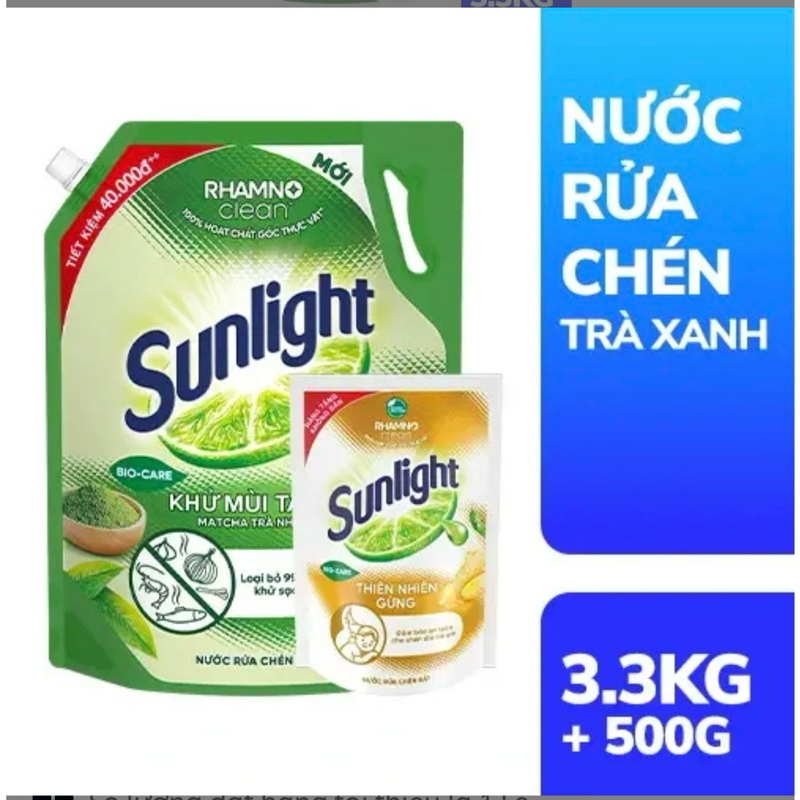 túi Nước Rửa Chén Bát Sunlight Thiên Nhiên Gừng / chanh / trà xanh / thiên nhiên Túi 3.3kg