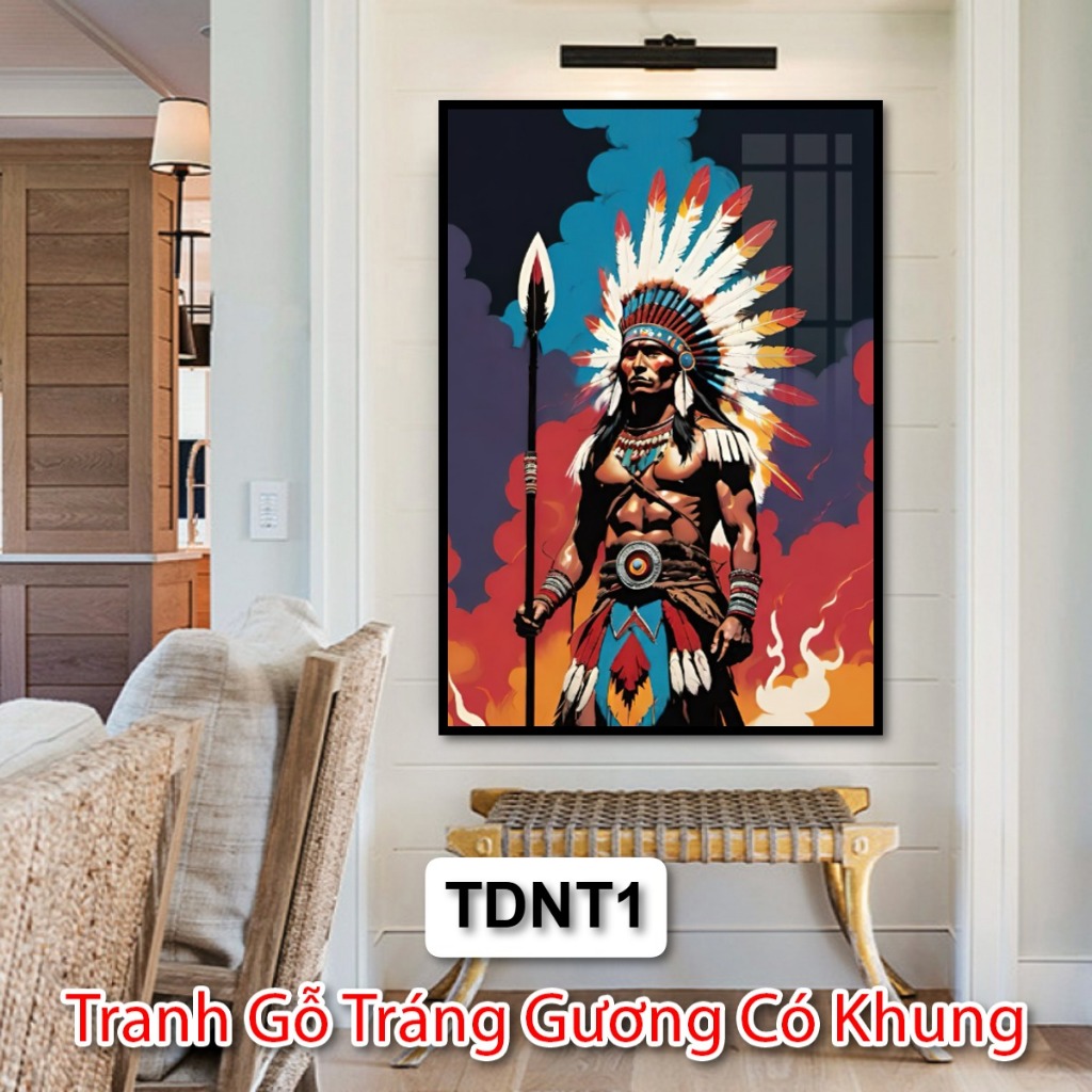 Tranh Nghệ Thuật Hiện Đại Thổ Dân Da Đỏ - Trang Gỗ Tráng Gương Trí Phòng Khách Phòng Ngủ