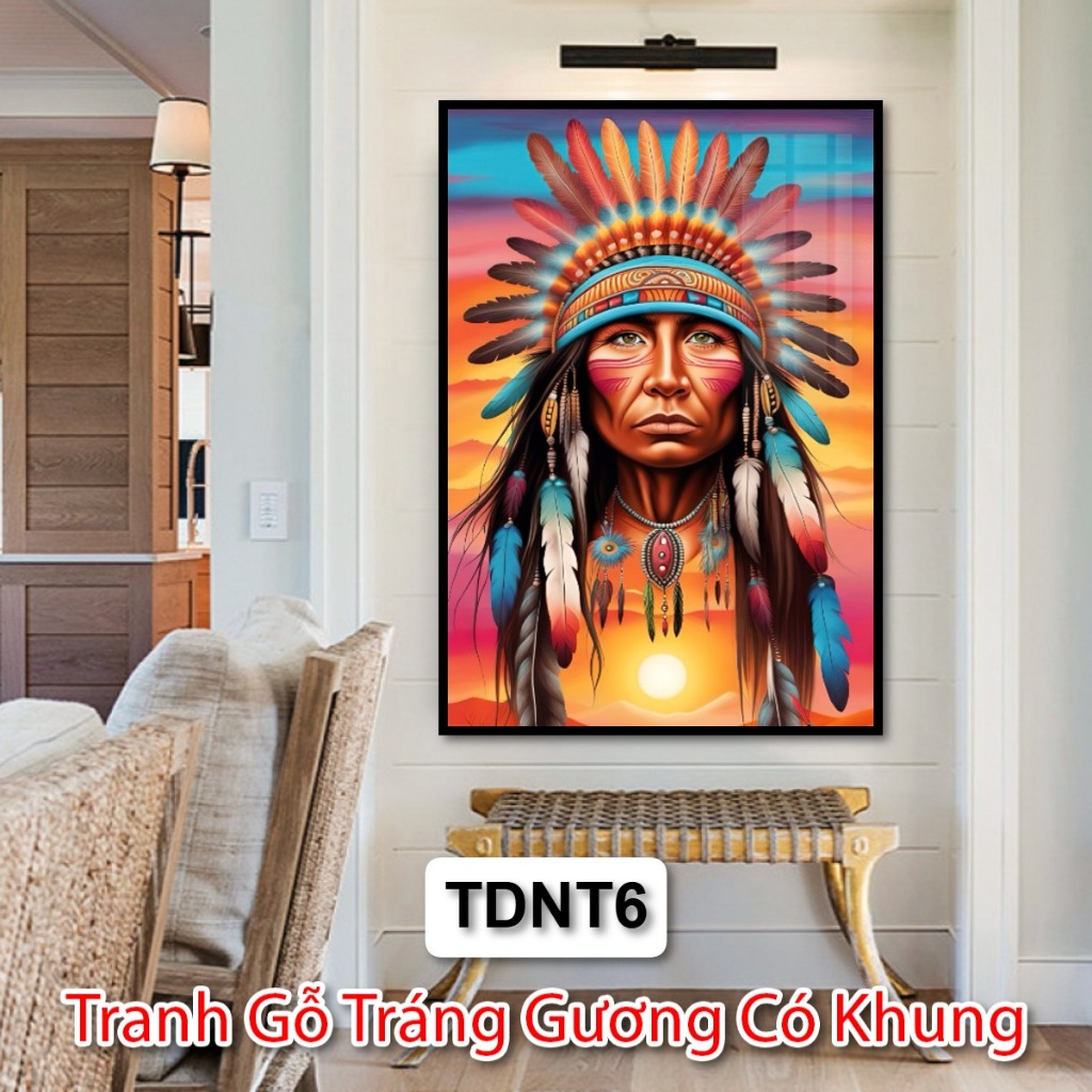 Tranh Nghệ Thuật Hiện Đại Thổ Dân Da Đỏ - Trang Gỗ Tráng Gương Trí Phòng Khách Phòng Ngủ