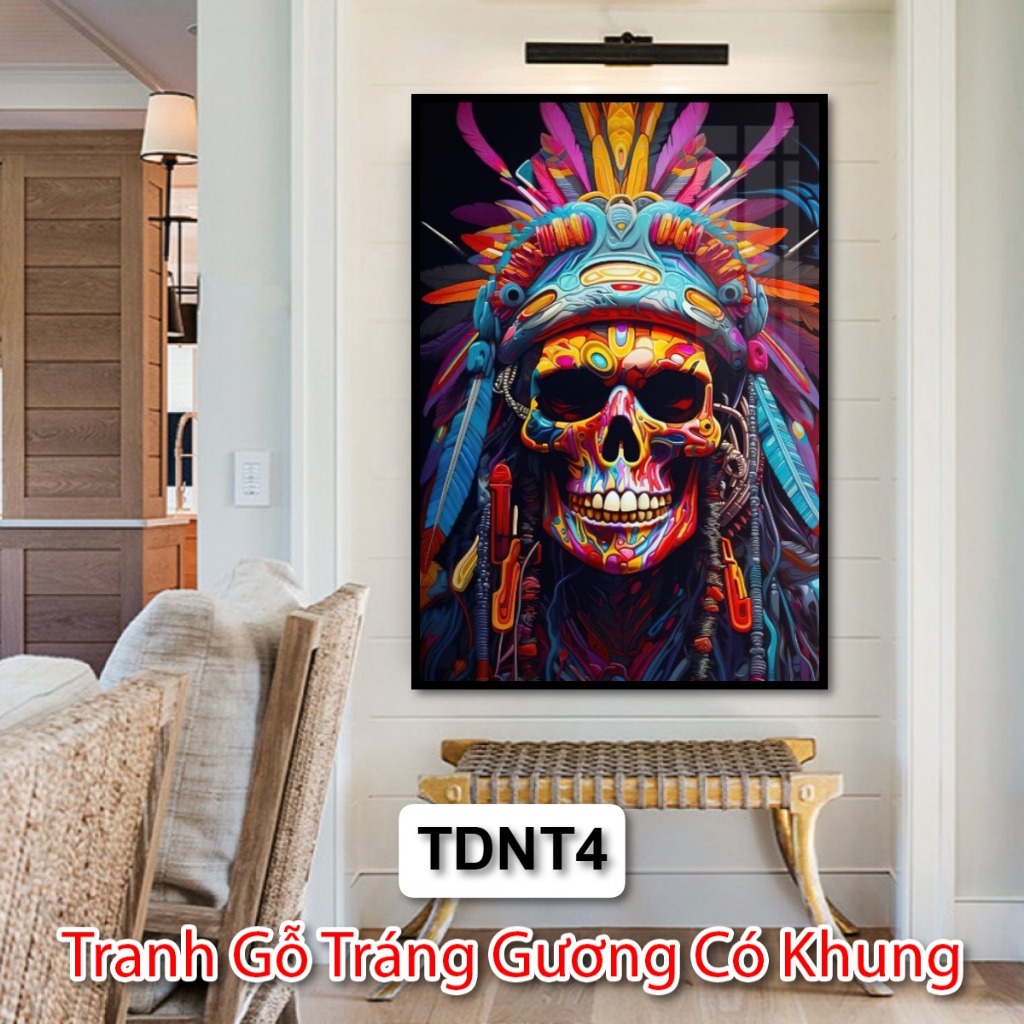 Tranh Nghệ Thuật Hiện Đại Thổ Dân Da Đỏ - Trang Gỗ Tráng Gương Trí Phòng Khách Phòng Ngủ