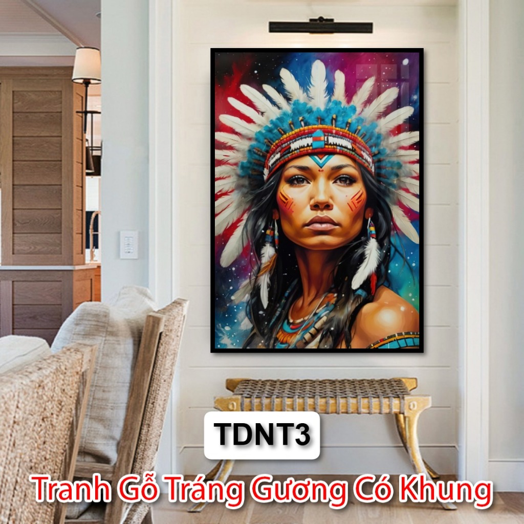Tranh Nghệ Thuật Hiện Đại Thổ Dân Da Đỏ - Trang Gỗ Tráng Gương Trí Phòng Khách Phòng Ngủ