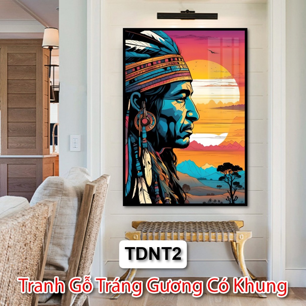 Tranh Nghệ Thuật Hiện Đại Thổ Dân Da Đỏ - Trang Gỗ Tráng Gương Trí Phòng Khách Phòng Ngủ