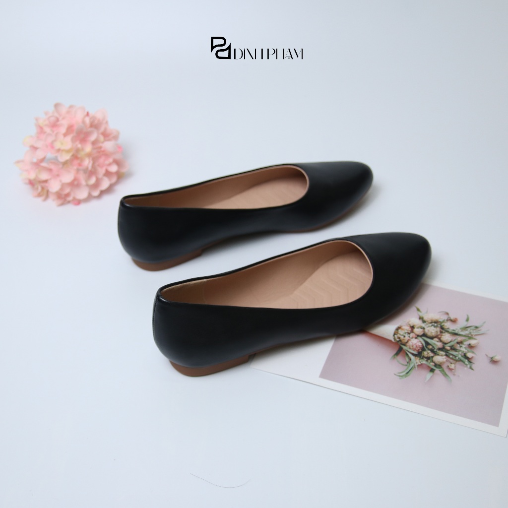 Giày bệt nữ mũi nhọn công sở thanh lịch, trẻ trung, giày búp bê cao 1cm có bigsize