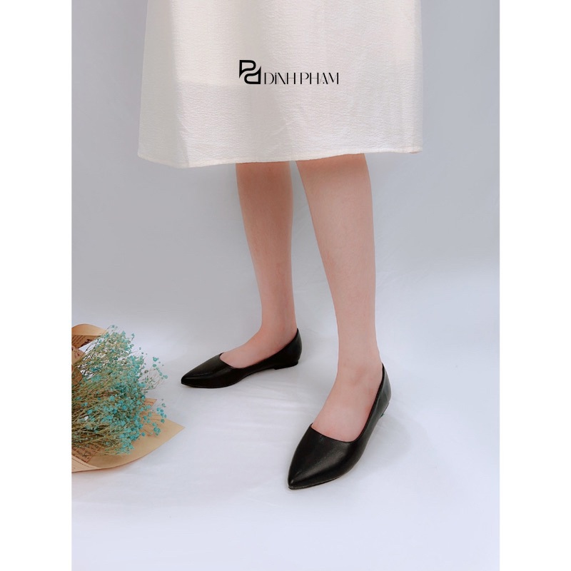 Giày bệt nữ mũi nhọn công sở thanh lịch, trẻ trung, giày búp bê cao 1cm có bigsize