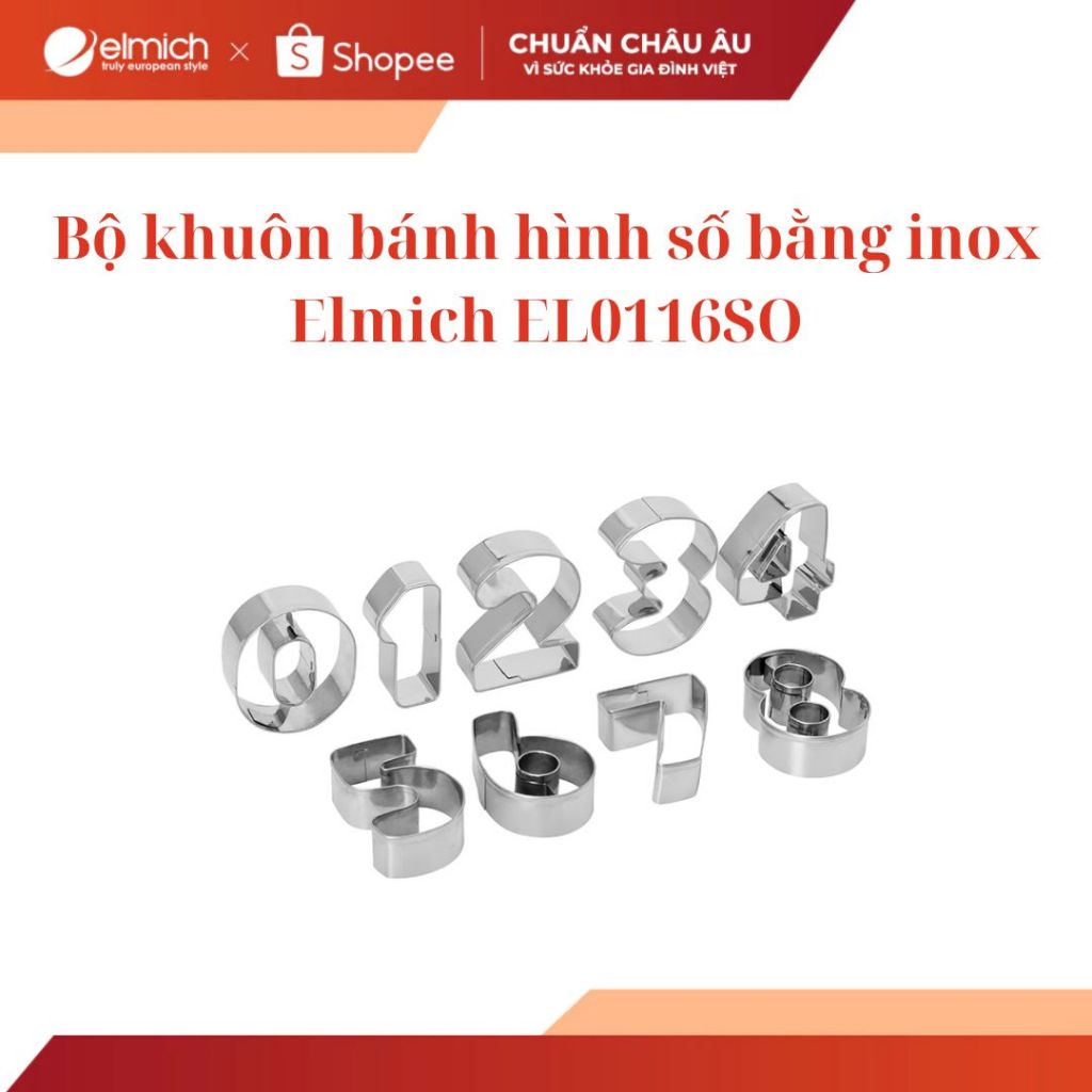 Bộ khuôn bánh hình số bằng inox Elmich EL0116SO