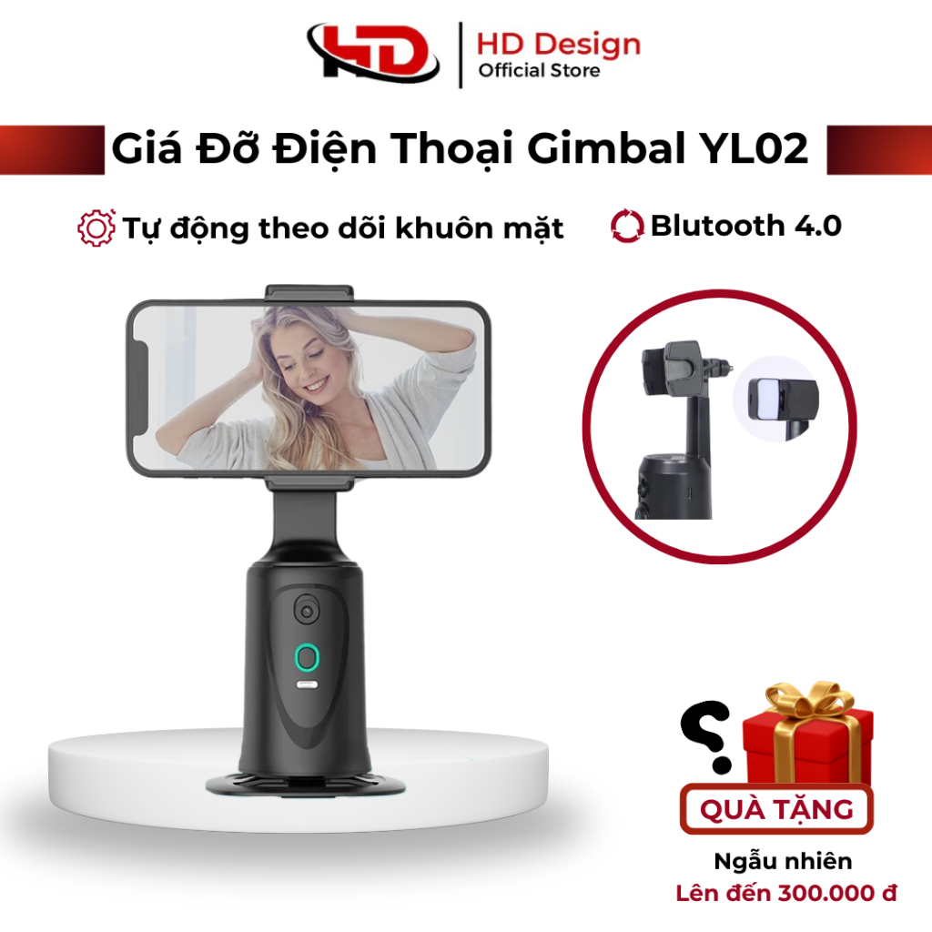 Giá Đỡ Điện Thoại Gimbal YL02 - quay video 360 °- tự động theo dõi khuôn mặt  - Chính Hãng HD Design