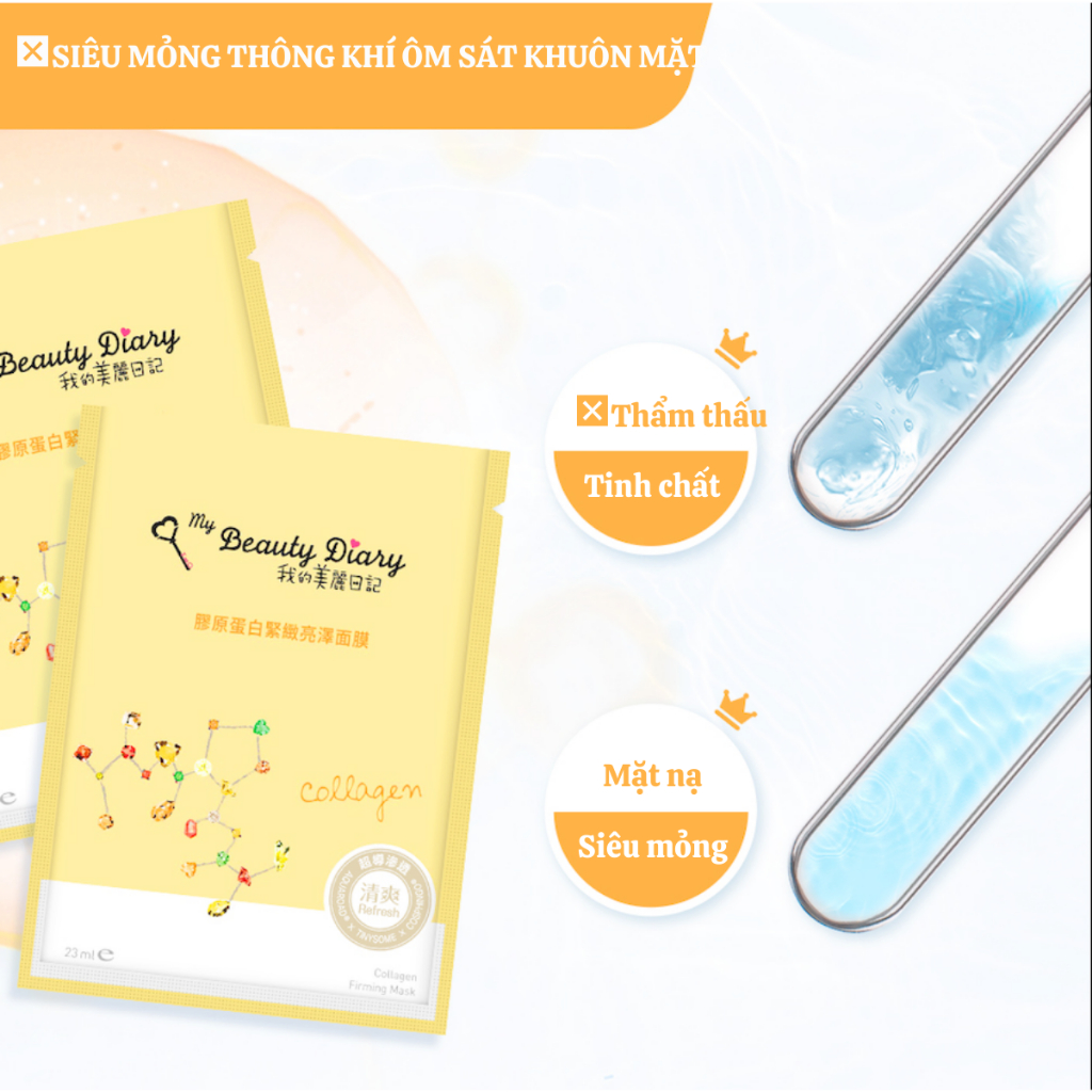[Bản Đài] Hộp 8 miếng mặt nạ My beauty diary cấp ẩm, mềm mịn, sáng da, săn chắc 23ml/miếng