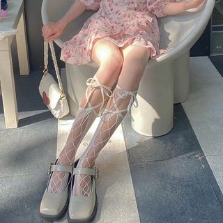 Tất Ren Buộc Dây Phong Cách Lolita Vớ Thắt Dây Ren Nơ Dễ Phối Đồ Ngủ Cosplay Sexy Gợi Cảm PK04