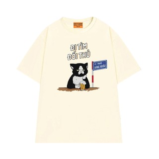 Áo Thun NGỐ TEE Mèo Đen Đi Tìm Đối Thủ - Áo Thun Phố Hàng Nhậu Chất Vải Cotton Thoáng Mát Mềm Mịn