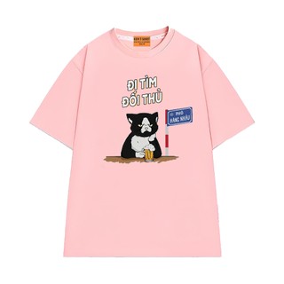 Áo Thun NGỐ TEE Mèo Đen Đi Tìm Đối Thủ - Áo Thun Phố Hàng Nhậu Chất Vải Cotton Thoáng Mát Mềm Mịn