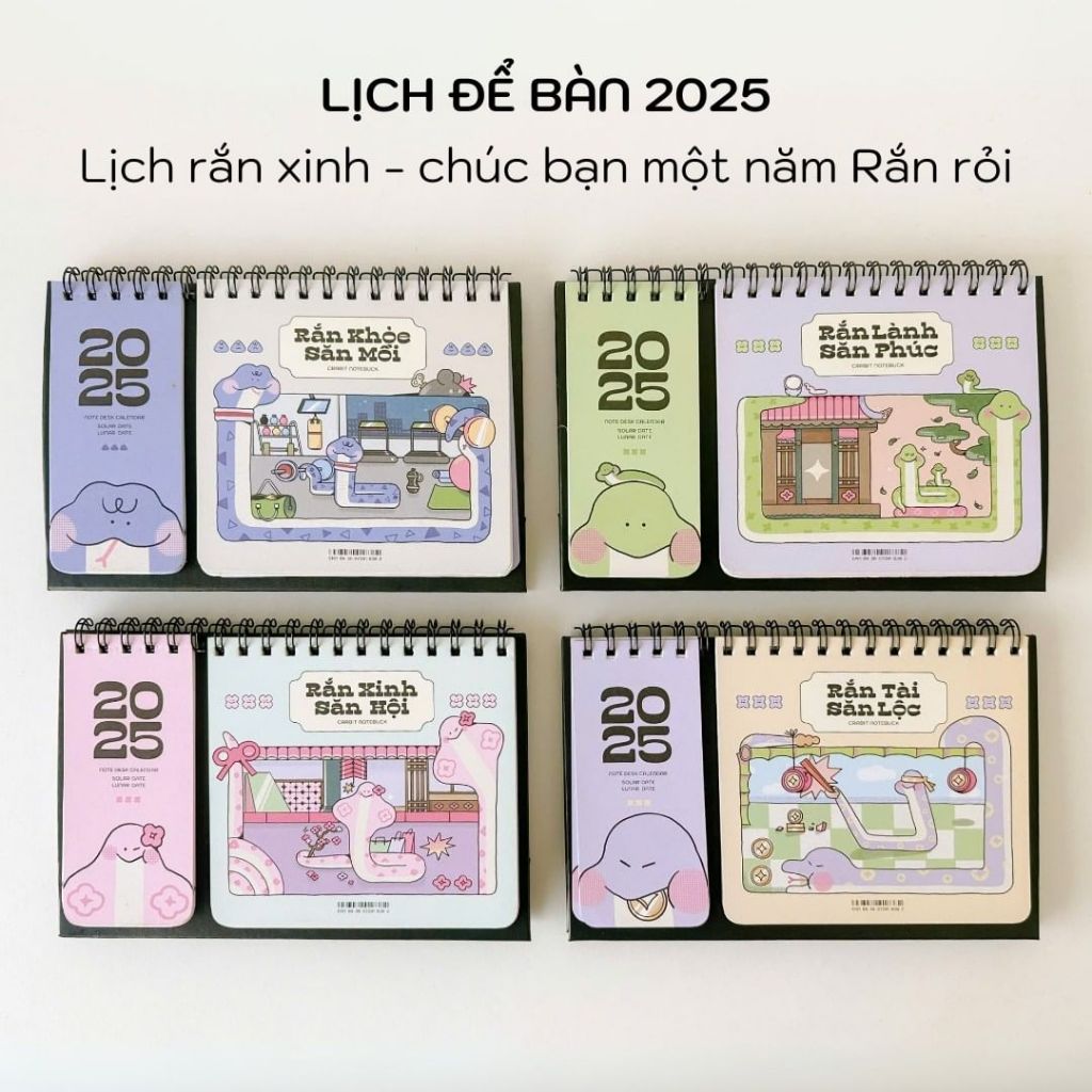 Lịch Để Bàn 2025 CRABIT Calendar RẮN RỎI có lịch âm kèm ghi chú todo