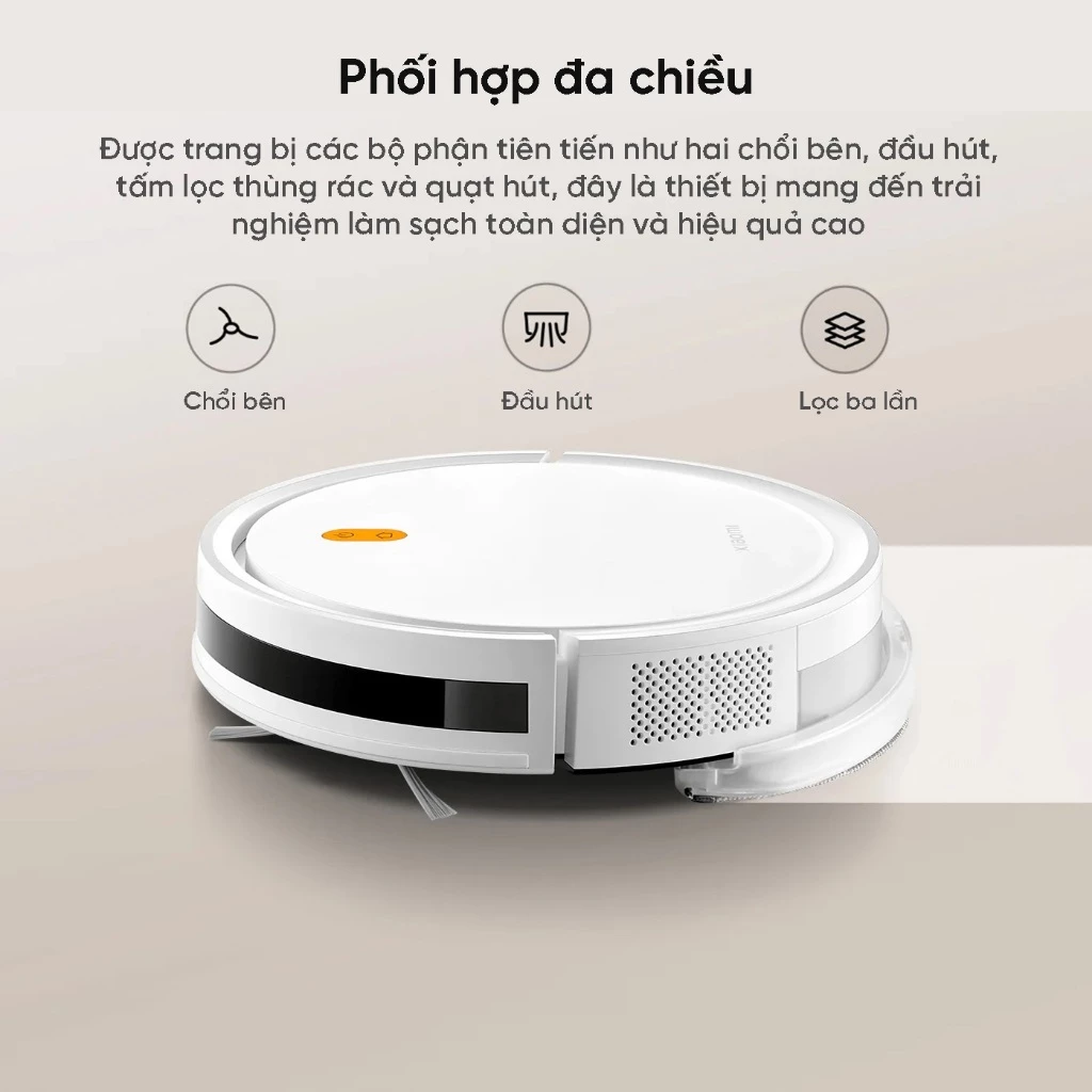 Xiaomi Vacuum E5 Robot Hút Bụi Thông Minh - Lực hút 2000Pa, 150m2 - Ba Cấp Độ Hút