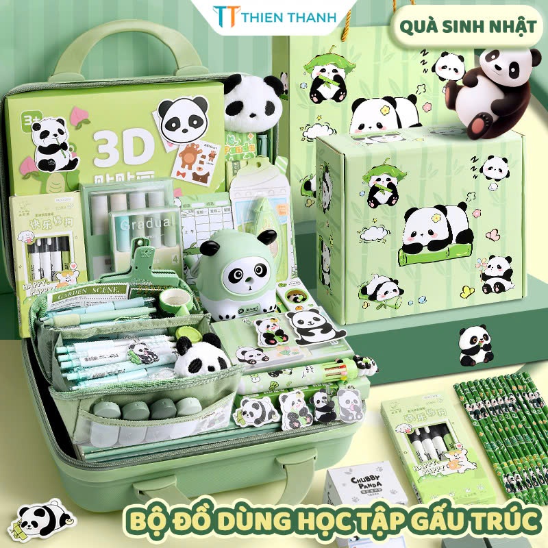 Bộ Văn Phòng Phẩm Gấu Trúc Dễ Thương – Hộp Quà Đồ Dùng Học Tập Tặng Sinh Nhật, Quà Tốt Nghiệp Cho Bé
