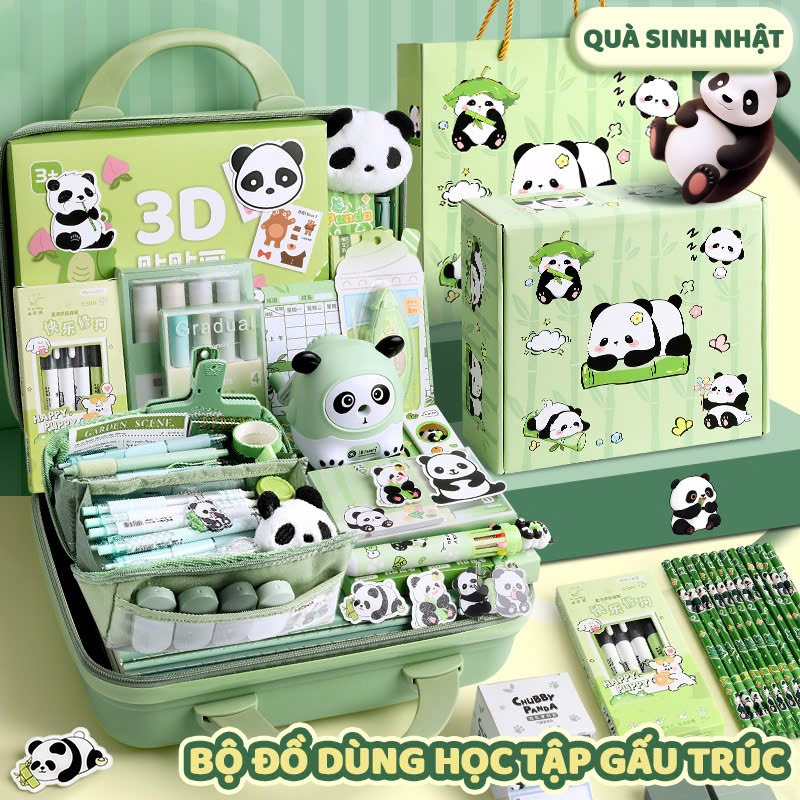 Bộ Văn Phòng Phẩm Gấu Trúc Dễ Thương – Hộp Quà Đồ Dùng Học Tập Tặng Sinh Nhật, Quà Tốt Nghiệp Cho Bé