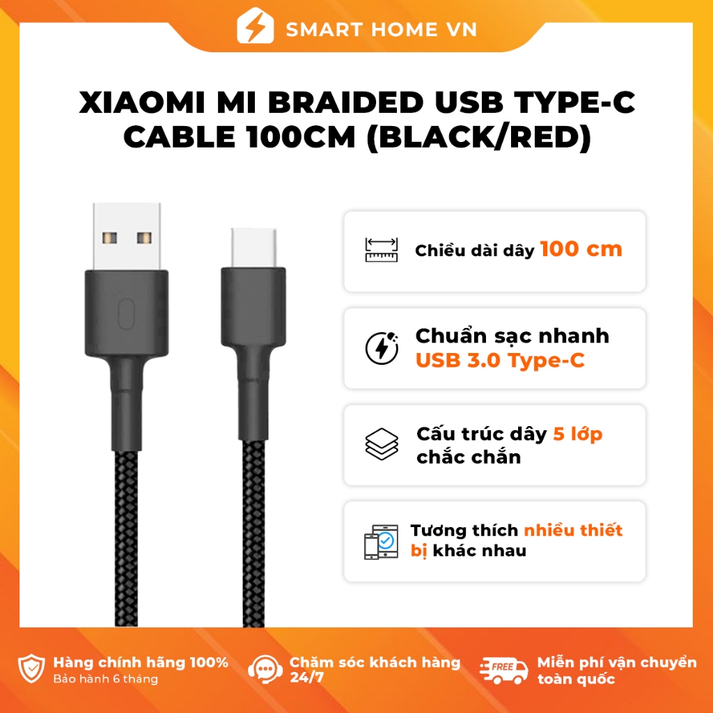 Cáp Sạc Xiaomi Mi Braided USB Type-C Cable 100cm _ Phiên Bản Quốc Tế ...