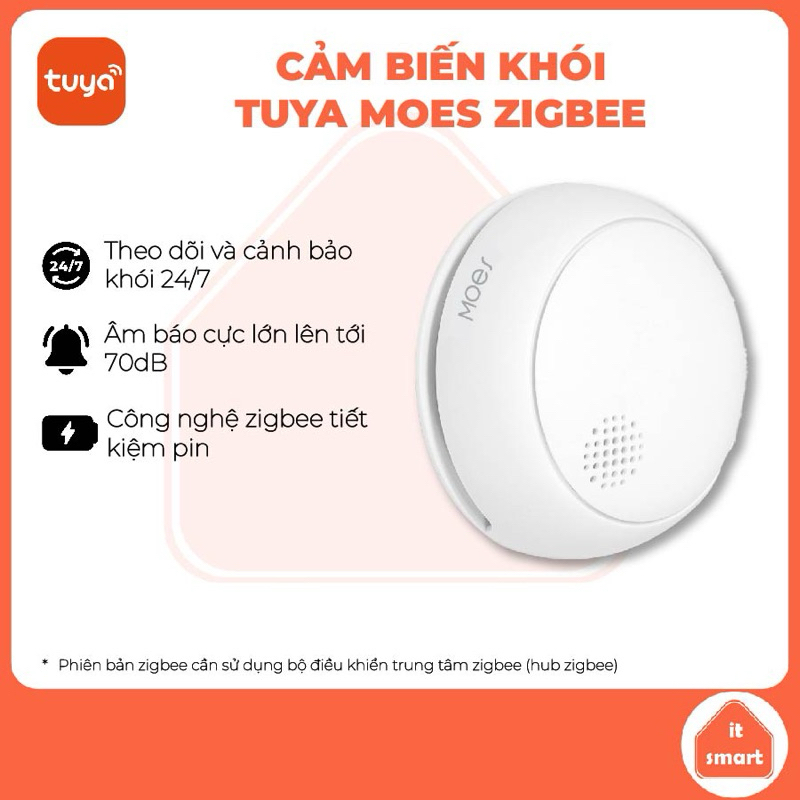 Cảm biến khói MOES Zigbee Tuya