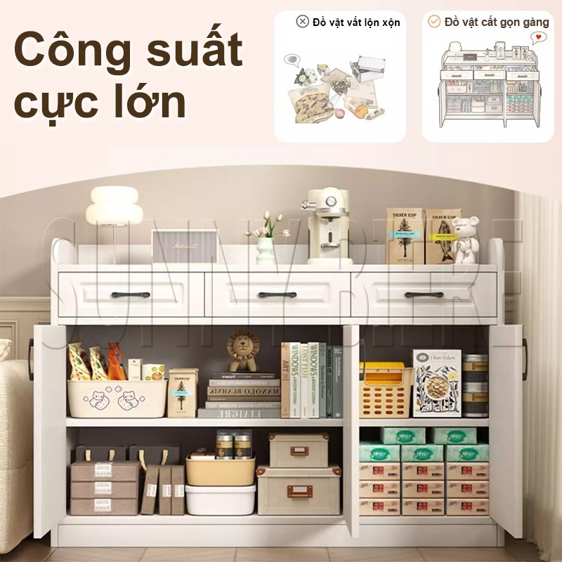 Tủ đựng đồ đa năng Phòng khách hiện đại Nhiều ngăn kéo Gọn cho căn hộ nhỏ Màu trắng đẹp 𝙎𝙐𝙉𝙉𝙔 𝘽𝙄𝙀𝙍𝙀