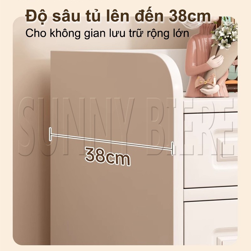 Tủ đựng đồ đa năng Phòng khách hiện đại Nhiều ngăn kéo Gọn cho căn hộ nhỏ Màu trắng đẹp 𝙎𝙐𝙉𝙉𝙔 𝘽𝙄𝙀𝙍𝙀