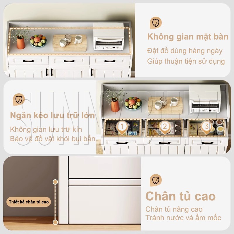 Tủ đựng đồ đa năng Phòng khách hiện đại Nhiều ngăn kéo Gọn cho căn hộ nhỏ Màu trắng đẹp 𝙎𝙐𝙉𝙉𝙔 𝘽𝙄𝙀𝙍𝙀
