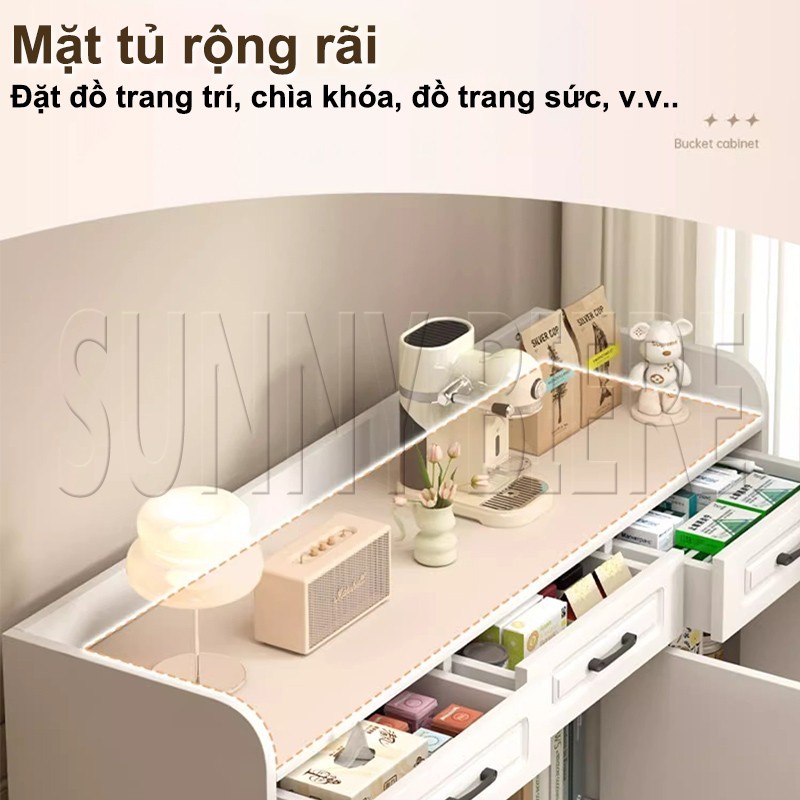 Tủ đựng đồ đa năng Phòng khách hiện đại Nhiều ngăn kéo Gọn cho căn hộ nhỏ Màu trắng đẹp 𝙎𝙐𝙉𝙉𝙔 𝘽𝙄𝙀𝙍𝙀