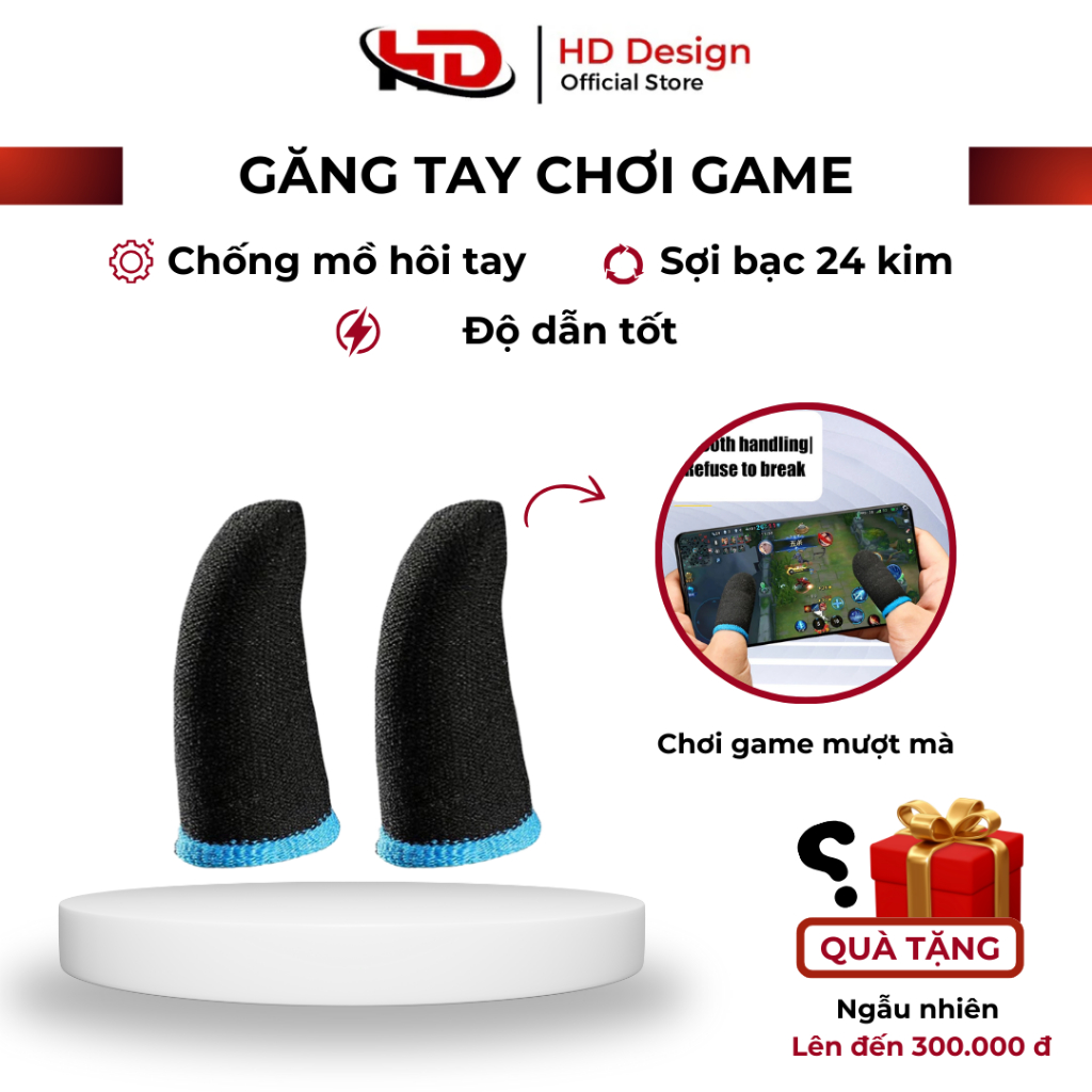 Găng Tay Chơi Game Chống Mồ Hôi Tay Sợi Bạc dệt 24 Kim - Chính Hãng HD DESIGN