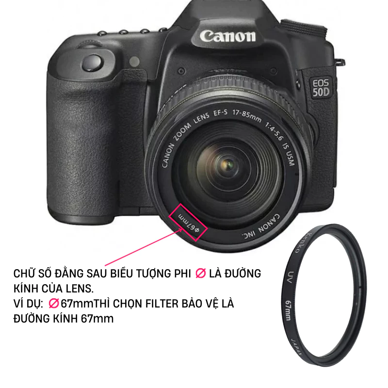 Filter máy ảnh ống kính Kenko loại bỏ tia UV và bảo vệ chống va đập, chống bụi cho ống kính lens máy