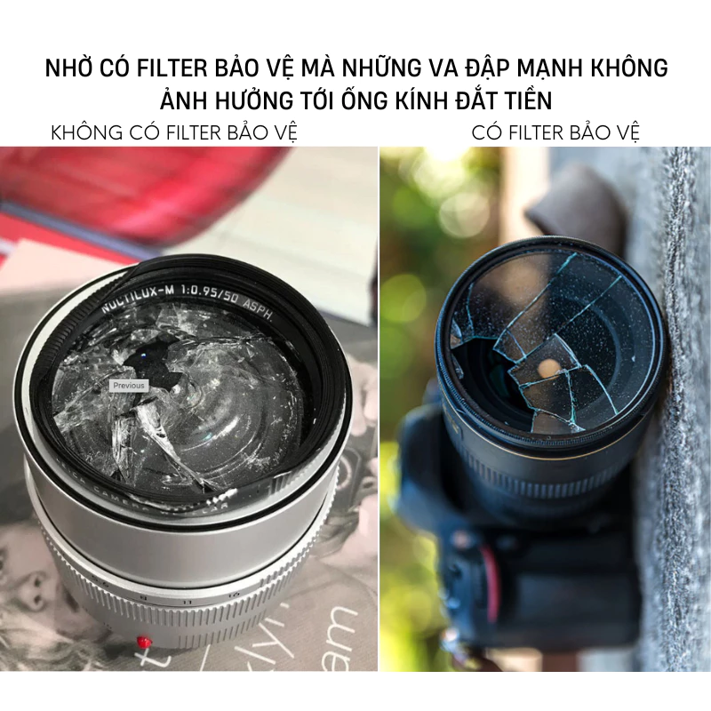 Filter máy ảnh ống kính Kenko loại bỏ tia UV và bảo vệ chống va đập, chống bụi cho ống kính lens máy