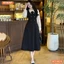 Đầm thiết kế BEMINE cổ đức dáng chữ A tay dài phối voan có cúc phù hợp đi làm, đi chơi-MT9924