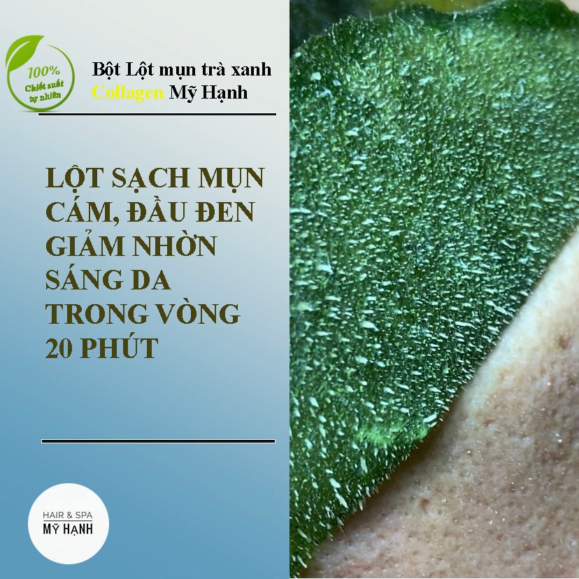 Bột lột mụn trà xanh collagen Mỹ Hạnh ,lấy sạch mụn cám mụn đầu đen ,chất bả nhờn ,50g