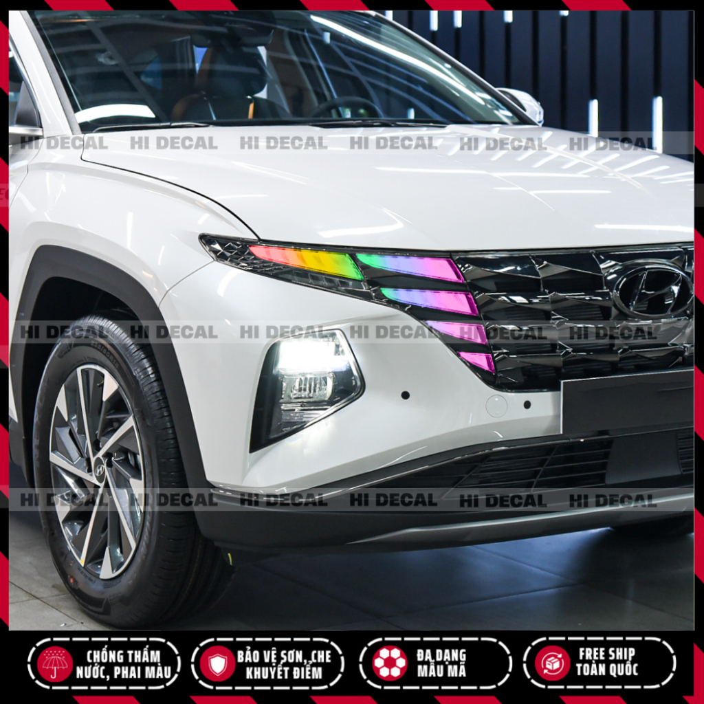 Decal dán đèn Tucson 2022 - 2024, Tem trang trí cao cấp chống thấm nước, chống bay màu, chịu nhiệt tốt