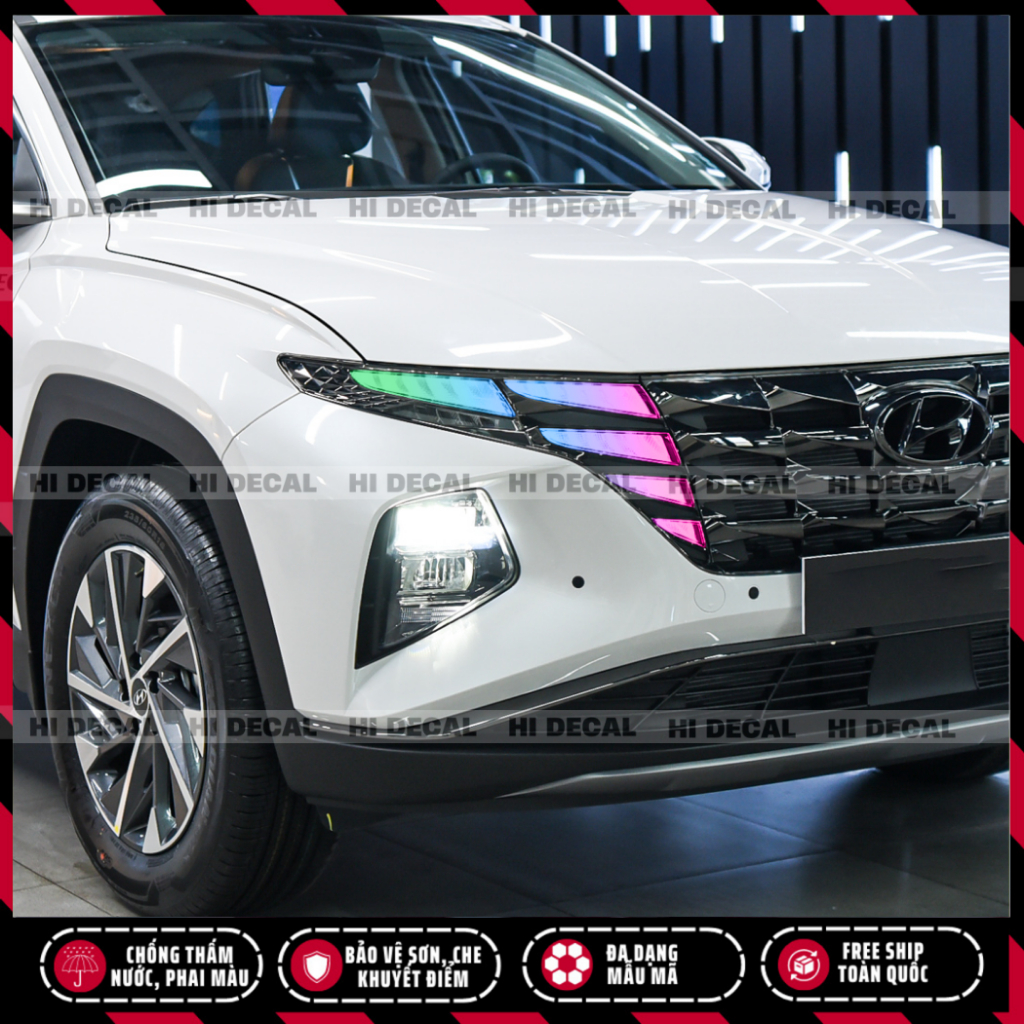 Decal dán đèn Tucson 2022 - 2024, Tem trang trí cao cấp chống thấm nước, chống bay màu, chịu nhiệt tốt