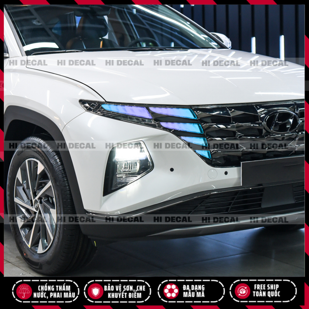 Decal dán đèn Tucson 2022 - 2024, Tem trang trí cao cấp chống thấm nước, chống bay màu, chịu nhiệt tốt